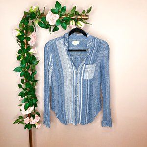 3/$30 Anthropologie Striped Chambray Wash Top